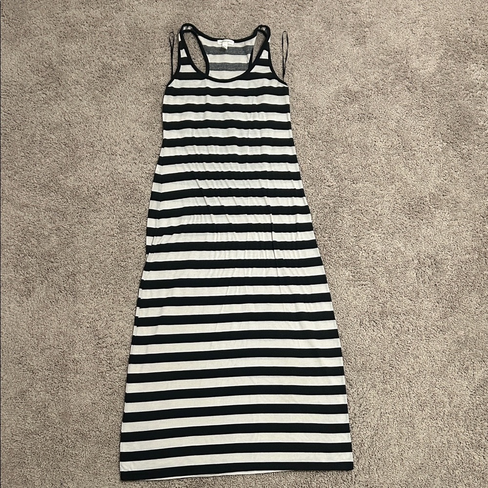 Ambiance Black and White Striped Maxi Dress